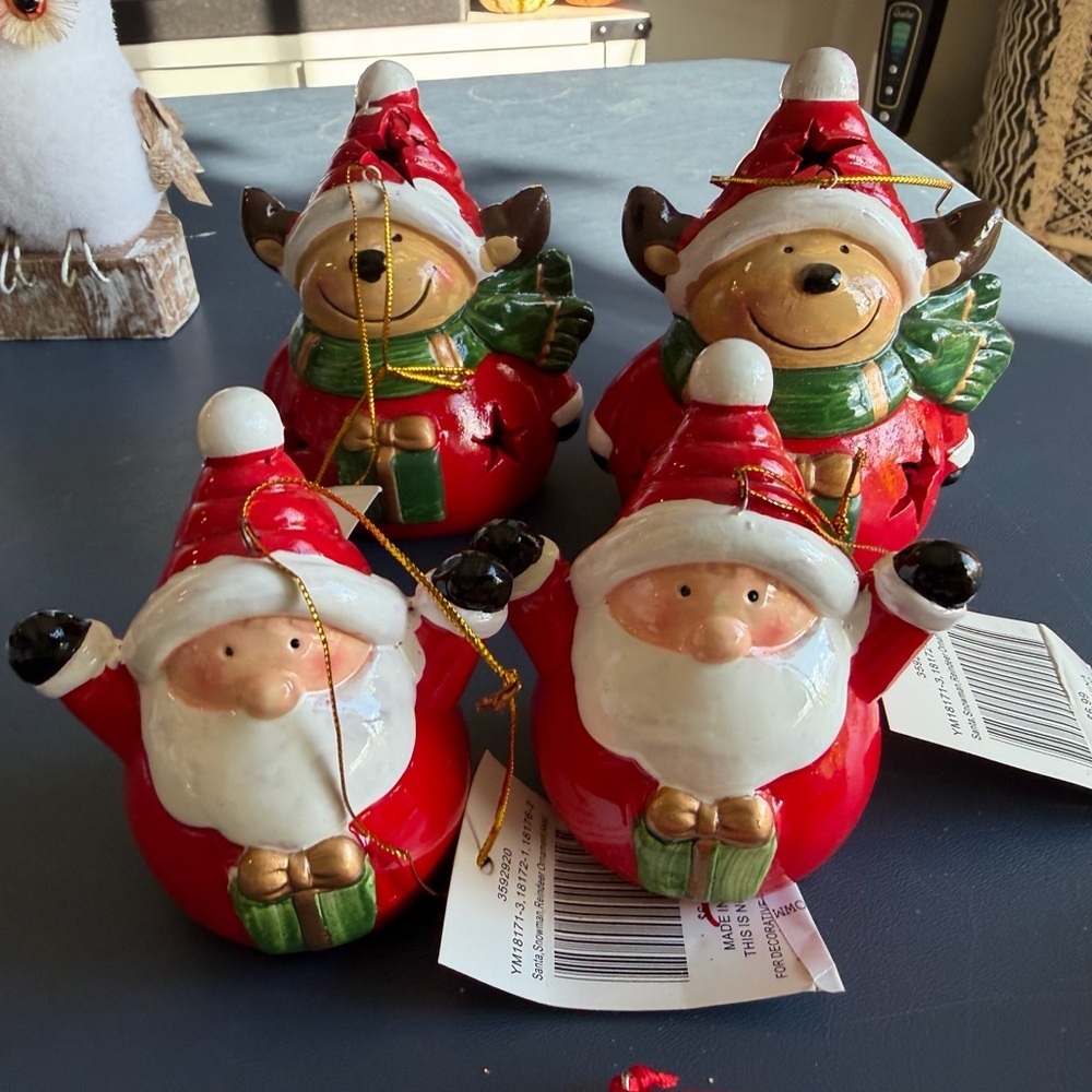 Festive Santa and‎ Reindeer Ornaments Set